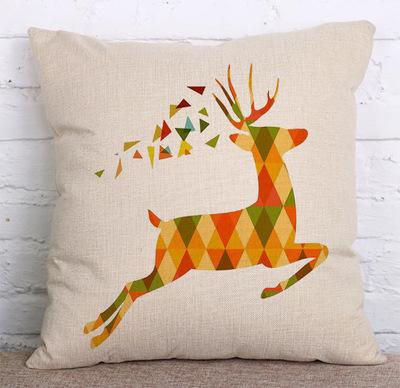 Christmas Deer Series Pattern Throw Pillow Cover With Short Plush Print Living Room Sofa Decoration Cushion Cover Pillow Covers