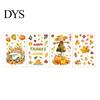 Holiday Party Supplies 4 Sheets Autumn Harvest Static Window Stickers, Maple Leaves Pumpkins Scarecrow Pickup Truck Reusable Glass Stickers