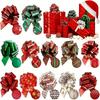 12/24PCS Christmas Pull String Bows Big 4.7 Inch Gift Bows Ribbon for Xmas Present Wrapping Florist Flower Basket DIY Decoration