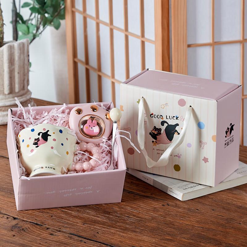 Pink Cat Pearl Ceramic Mug Gift Set