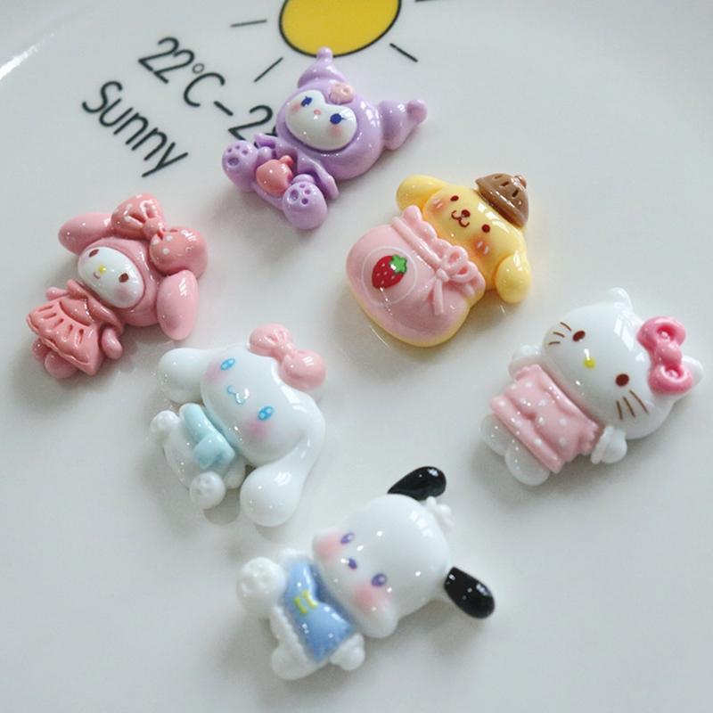10Pcs Kawai Cartoon Bright Surface Animal Resin Flat Back Scrapbook   Diy Bow Decor Accessories Crafts A15