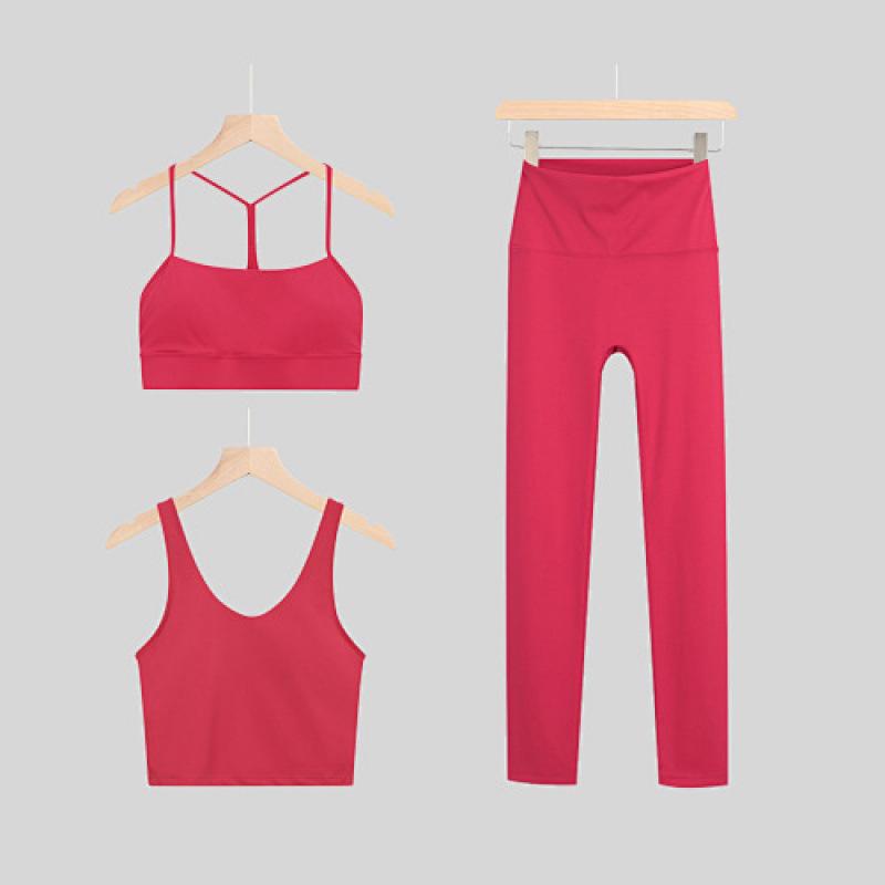LULU Original Three-Piece Yoga Set: Beautiful Back Y/U-Shaped Vest & Quick-Dry, Breathable Nine-Point Pants for Women