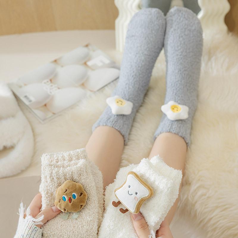 Cartoon Doll Socks Women'S Thickened Warm Coral Fleece Home Sleeping Socks Cute Women'S Socks