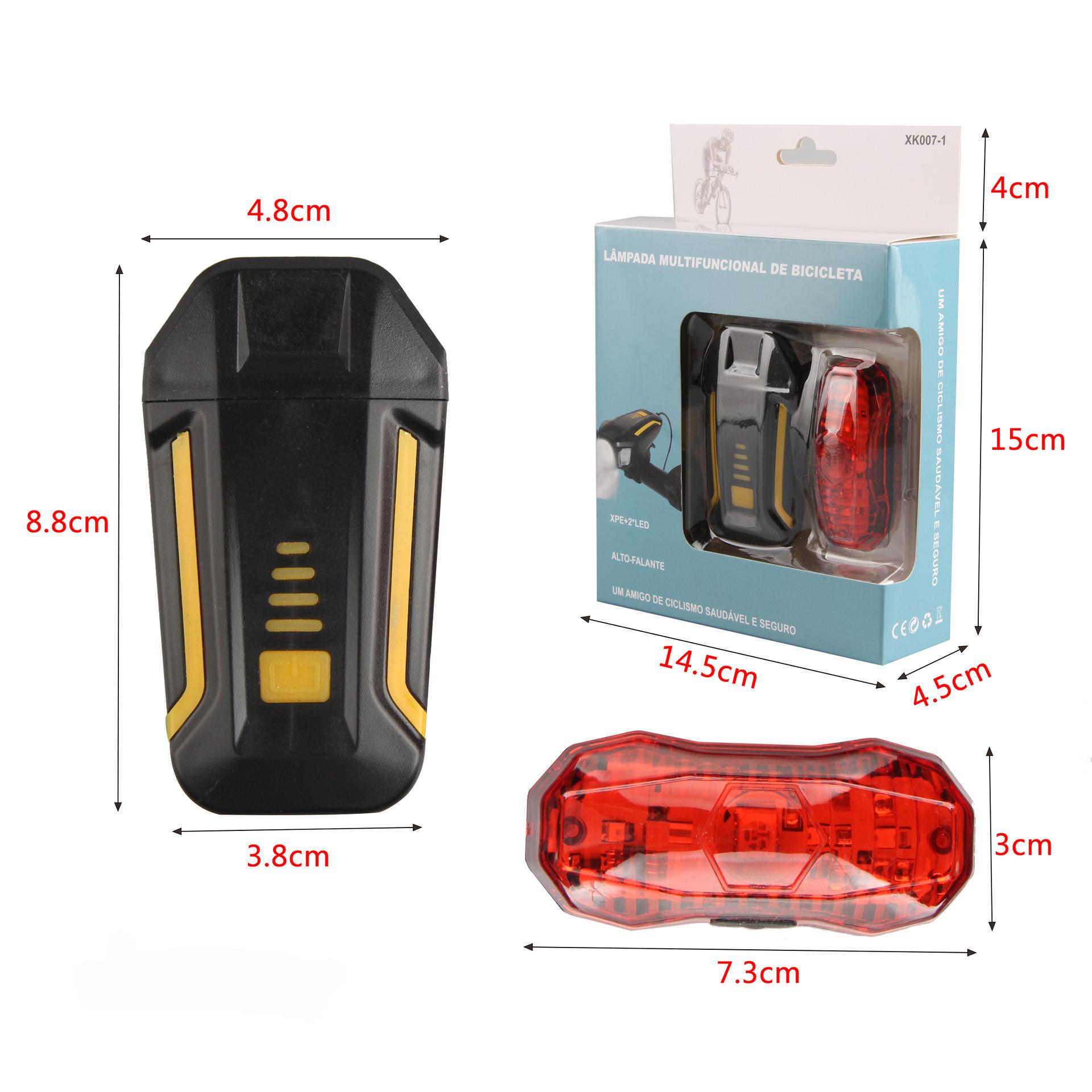 

USB Rechargeable Bicycle Light Set Front and Rear LED Headlight with Night Riding Horn for Outdoor Cycling Safety