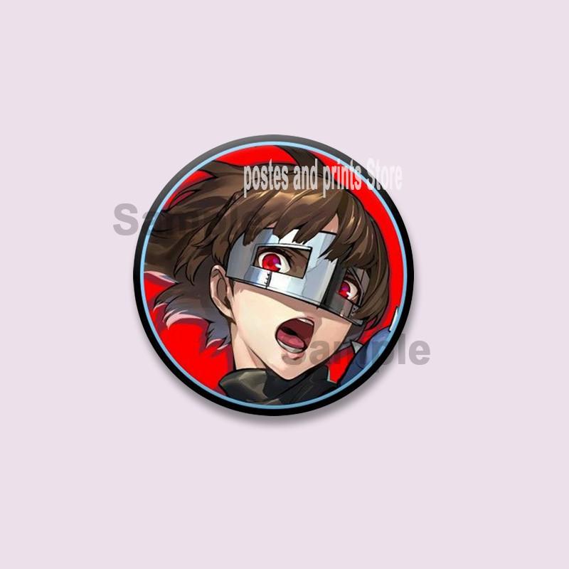 Spiel P-Persona 5 Runde Anstecker Ann Takamaki Ren Amamiya Knopfleisten Tasche Kleidung Dekorationen Brosche Sammlerstücke Schmuck Geschenke