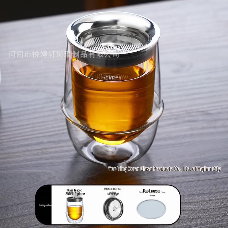 Double-Layer Glass Teapot with Infuser - Anti-Scald, Single-Serve Tea Set for Home or Office