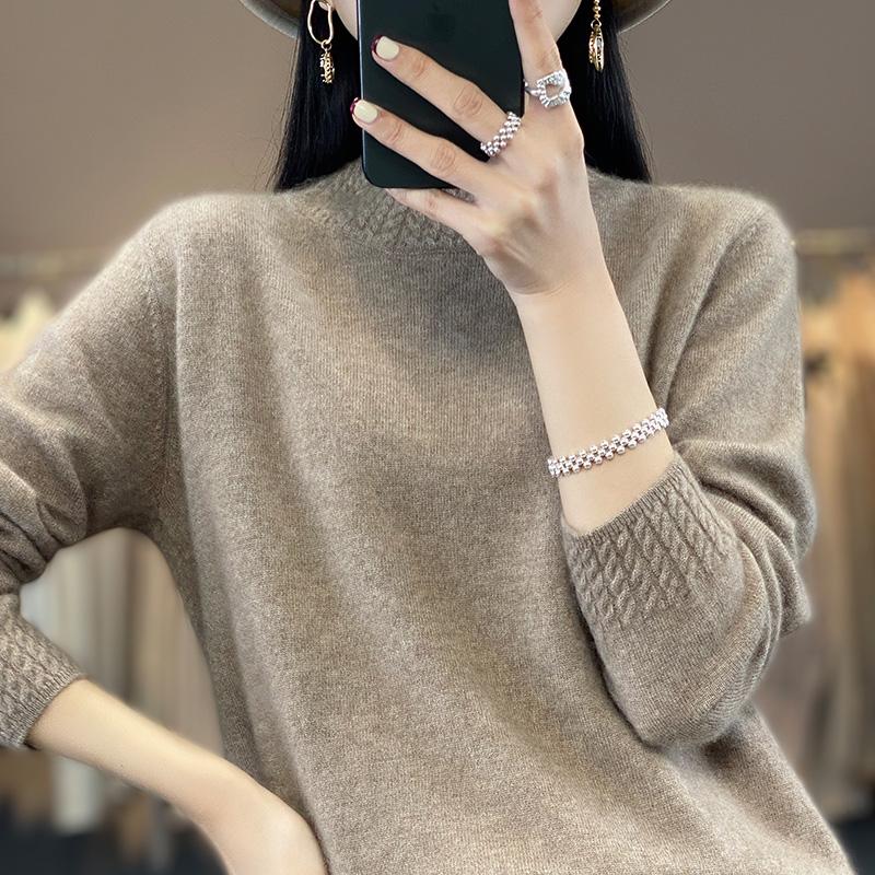 Suéter de cachemira para mujer Qinghe cachemira 30% cachemira 70% lana jersey de otoño e invierno cálido y a la moda