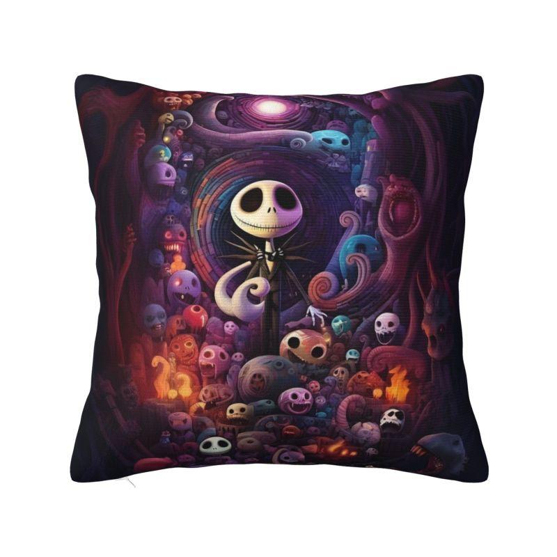 Custom Nightmare Before Christmas Pillow Case for Sofa Jack and Sally Luxury Cushion Cover Square Pillowcase