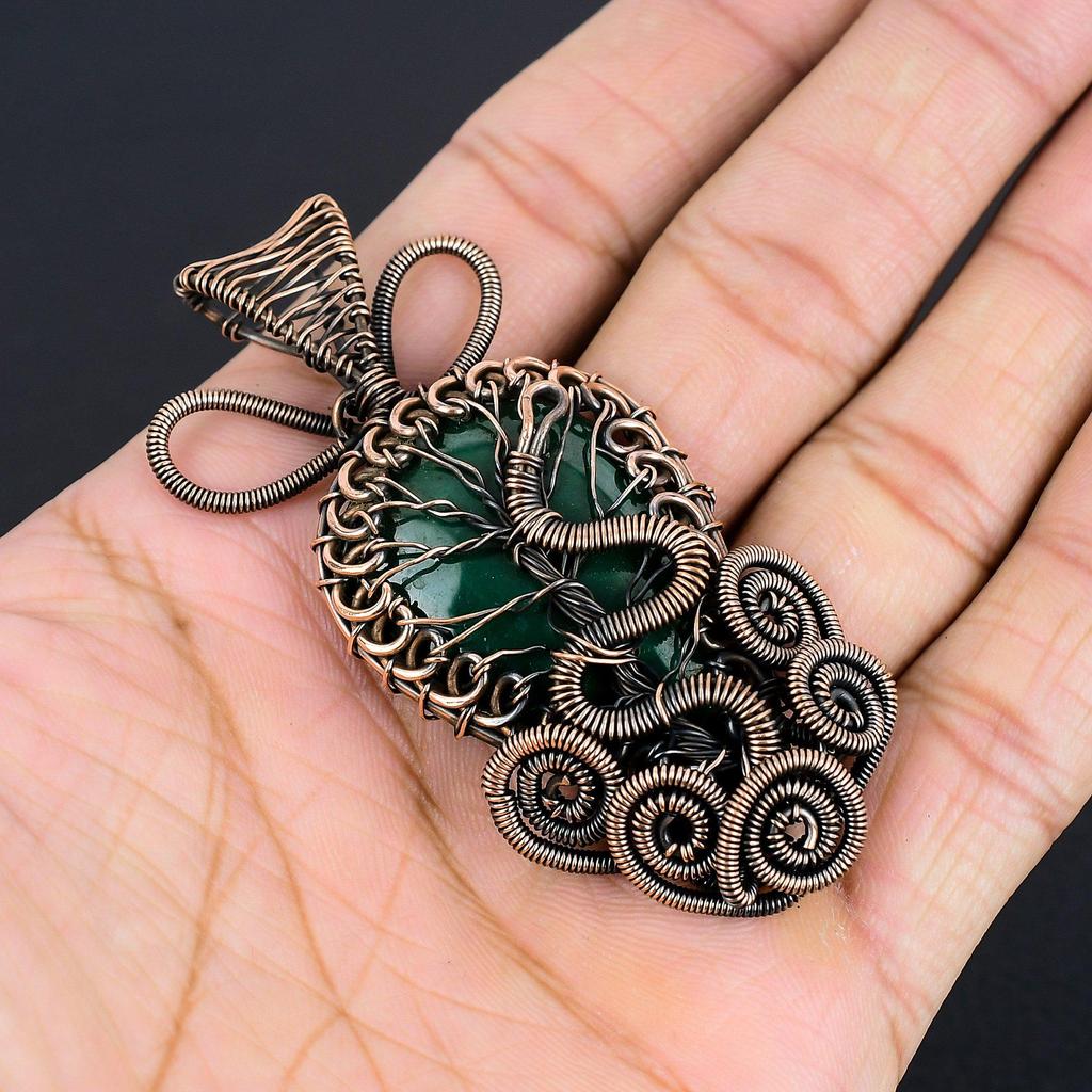 Malachite Pendant, 999 Copper Wire Wrapped Pendant Jewelry. Gift For Women Handmade Pendant Gemstone Jewelry