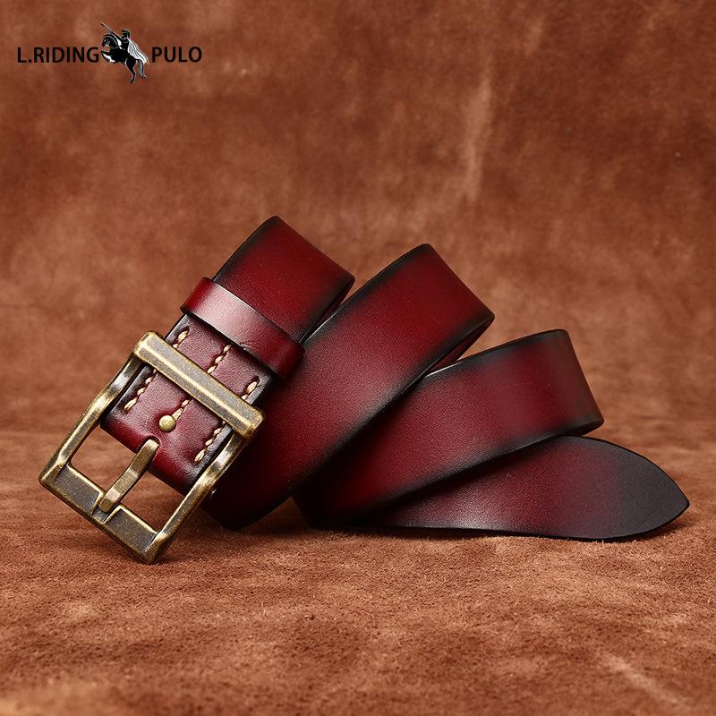 High-end Trendy Retro Handmade Top Layer Cowhide Belt Fashionable Casual All-match Genuine Leather Belt