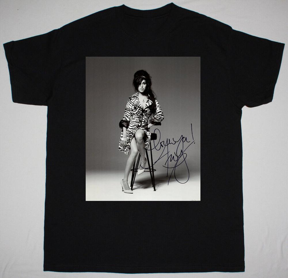 

Amy Winehouse Musician Signed Short Sleeve Cotton Black All Size Unisex T-Shirt XXXXL