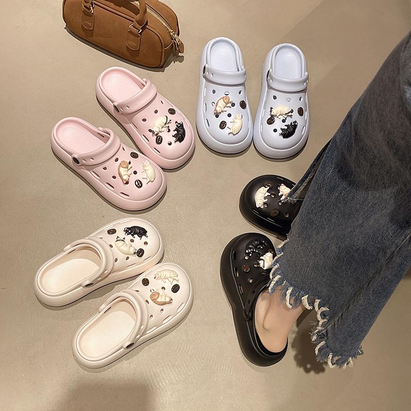 Women's anti-odor EVA sandals slippers home outdoor wear comfortable thick bottom heightening non-slip beach shoes