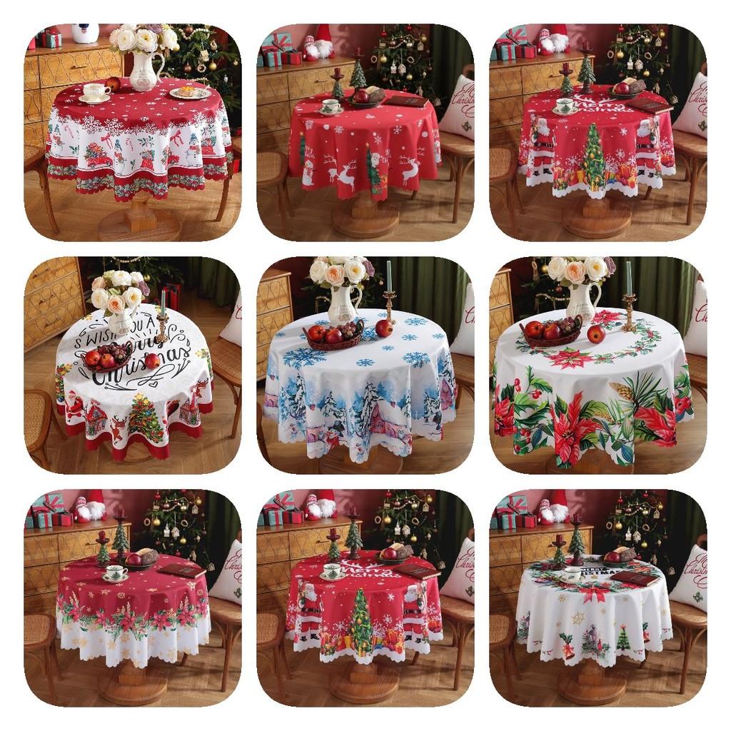 Față de masă rotundă mare de Crăciun Xmas Sărbători Față de masă Pânză Decor Case
