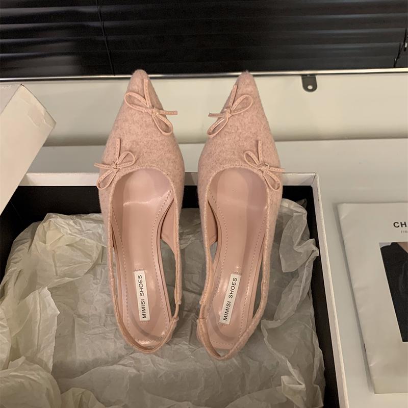 Sommer Damen Sandalen mit niedrigem Absatz, modische spitze Zehenpartie, Slip-On-Schuhe, elegante Pumps für Tanzpartys