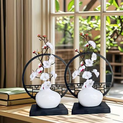 Plastic Creativity Ornament Courtyard Chinese Style Foyer Mini Decoration Vase Elegant Screen