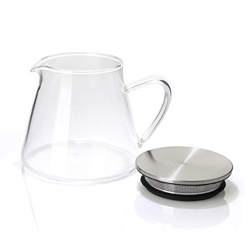 ForLife Glass Teapot, Heat-Resistant, 532ml Capacity, Holds 3 Cups, Includes Tea Strainer Lid, Easy One-Hand Pour, Microwave and Dishwasher Safe, Not
