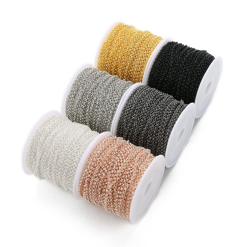 10 Yard 2/3mm Metal Iron Rolo O Link Chains Bulk Chain Gold Color for Diy Bracelet Necklaces Making Findings Wholesale