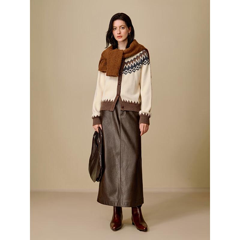 INMAN Women's Retro Fair Isle Jacquard Raglan Sweater