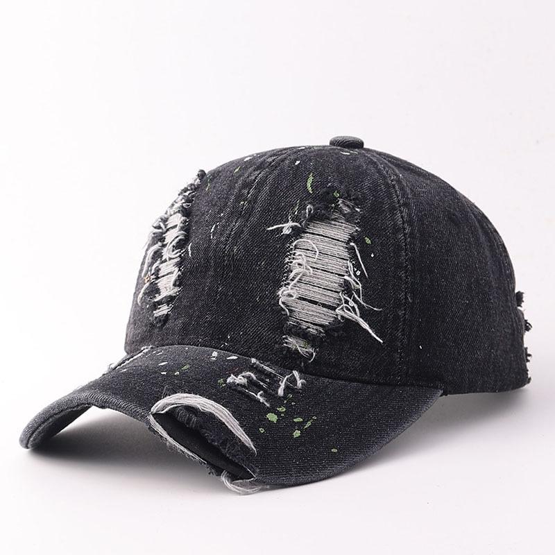 Autumn Personalized Ripped Denim Baseball Cap Trendy European and American Water Fashion Graffiti Sunshade Cap Spot