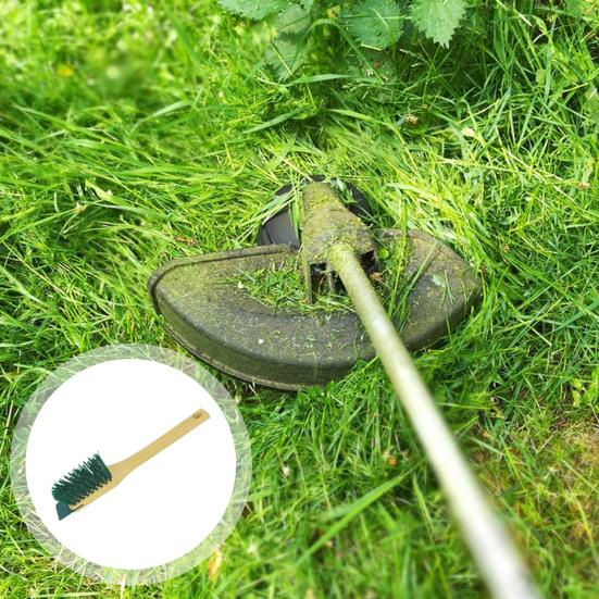 Lawn Mower Brush Compact Size Wooden Handle Cleaning Brush Lawn Mower Accessory Brush Grass Clipping Dirt Removal Tool