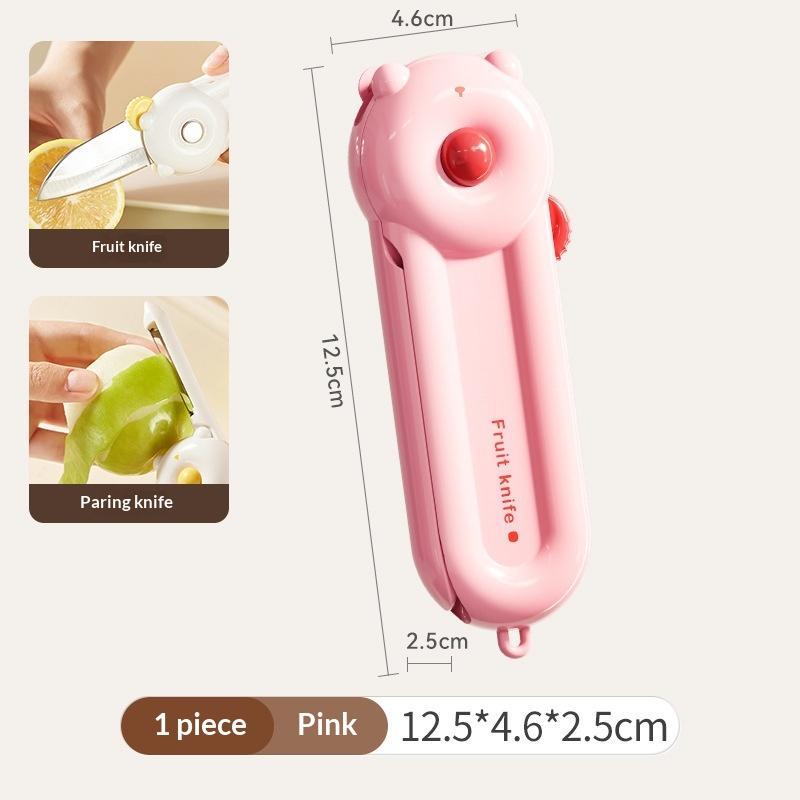 Multifunctional 2 In 1 Fruit Knife Peeler With Sharp Stainless Steel Blade Cute Foldable Design For Kitchen Daily Travel Picnic C
