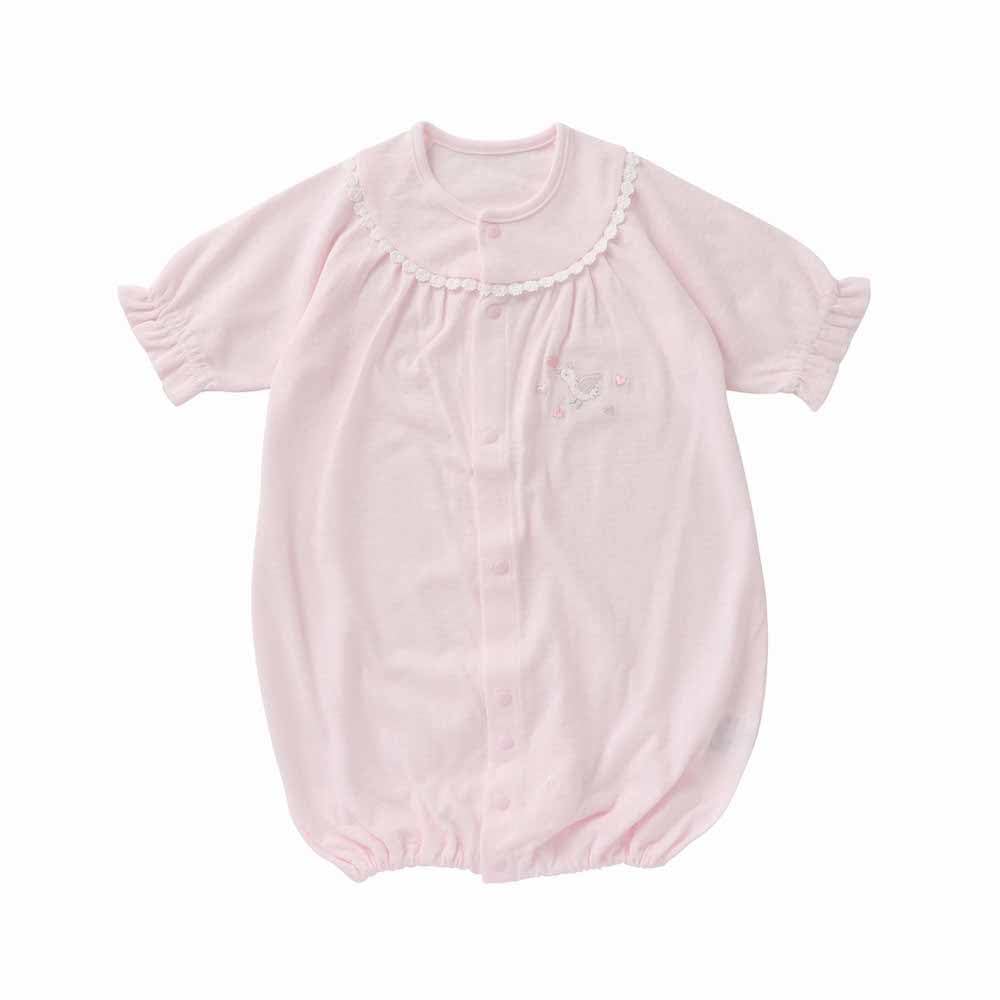 Cream de Coco in with Tucked Jacquard Jersey and Duck Crotch Baby Clothes 64501 Sizes [Made Japan] Two-Way All-in-One Embroidery, Spring/Summer