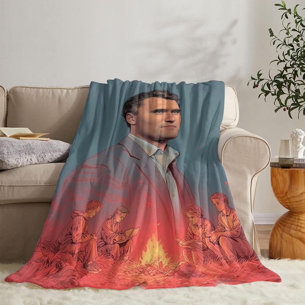 GUOYU Blanket Ccharlie Kirk Throw Soft Flannel Throw Summer Blanket Lightweight Cozy Nap Blanket for Sofa Bed Travel 75x100cm (30x40inch)