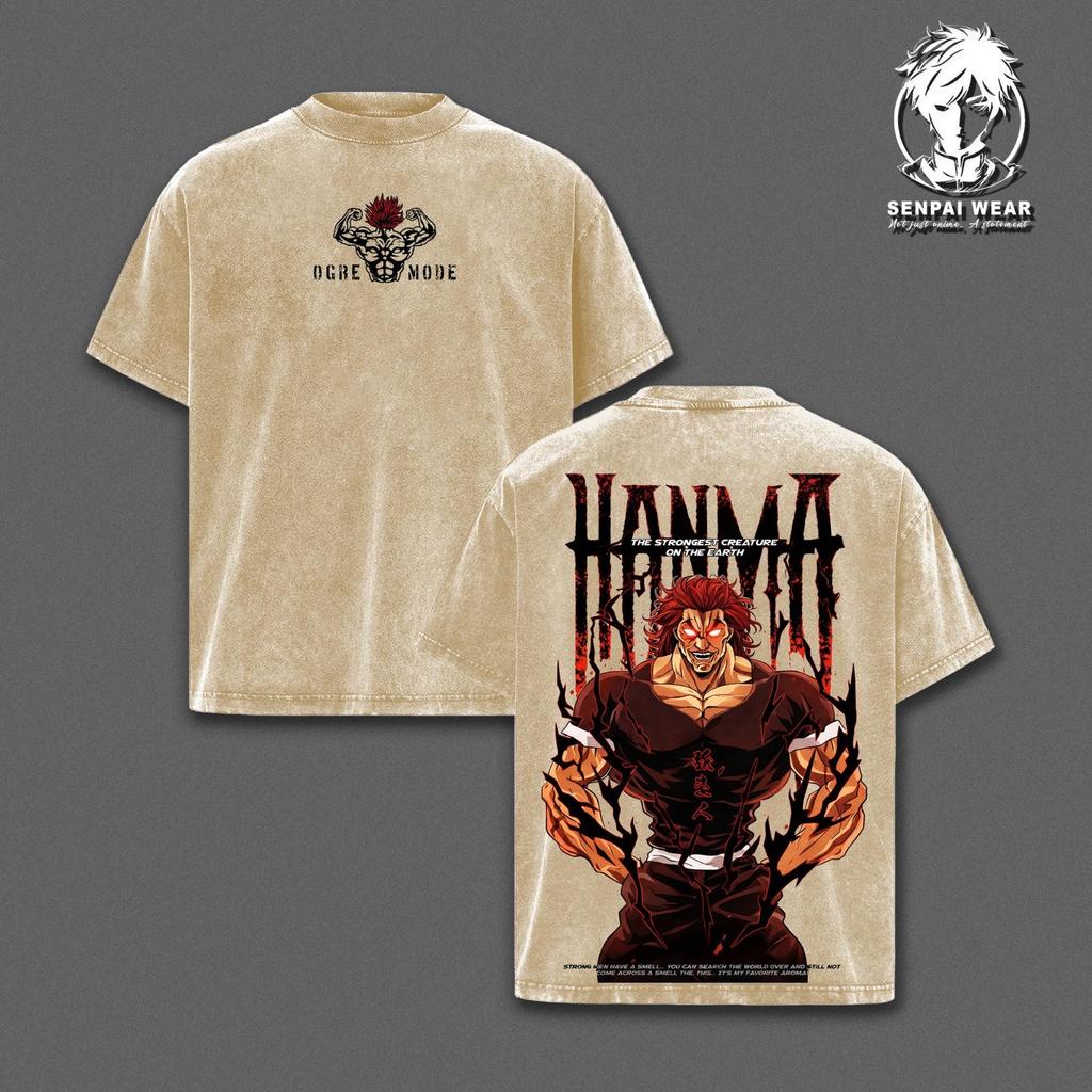 Vintage Yujiro Hanma Oger-Modus Baki Anime Gewaschenes Grafik-T-Shirt Unisex Retro-Shirt