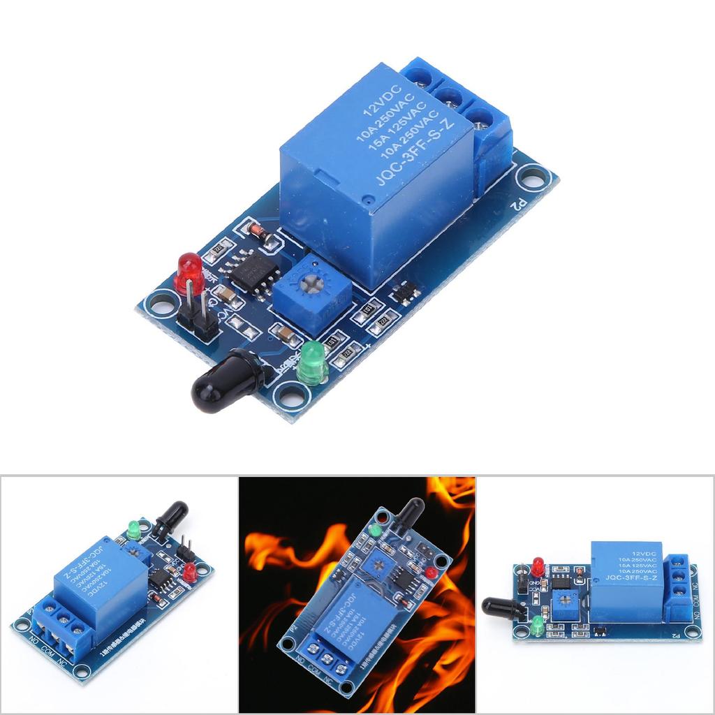 Infrared Fire Detection Sensor Module Flame Sensing Relay Module 12VDC 760~1100nm