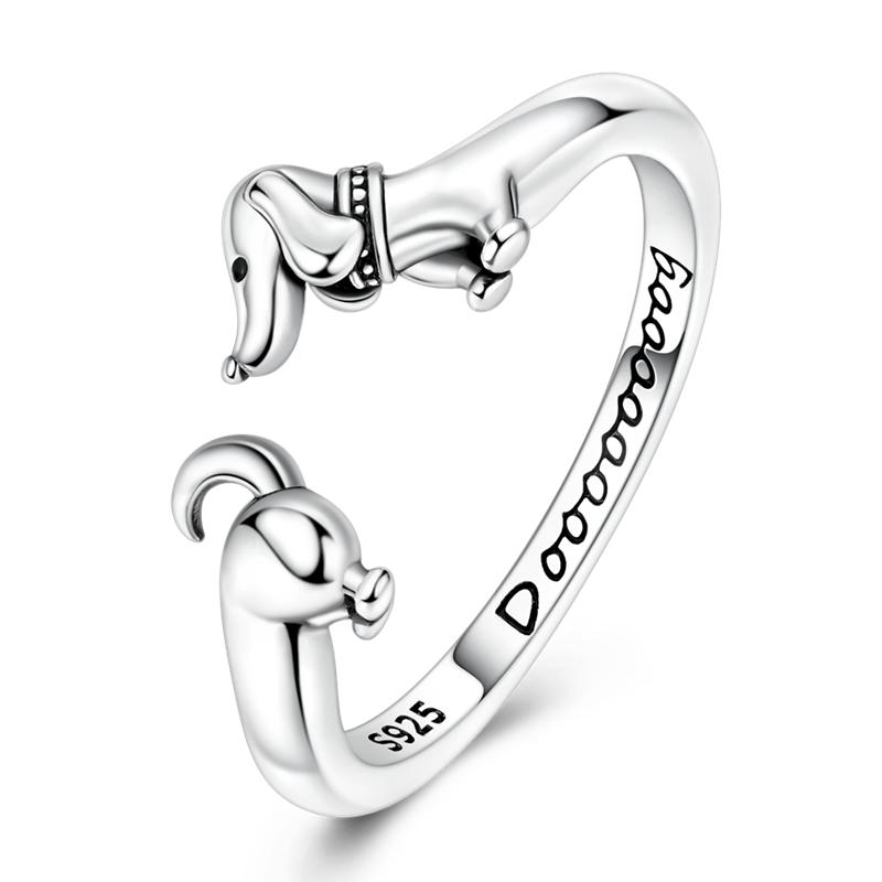 Original 925 Silver Adjustable Rings Eyes Clover Cat Dog Classic Design Ring High Quality Ladies Jewelry For Vacation