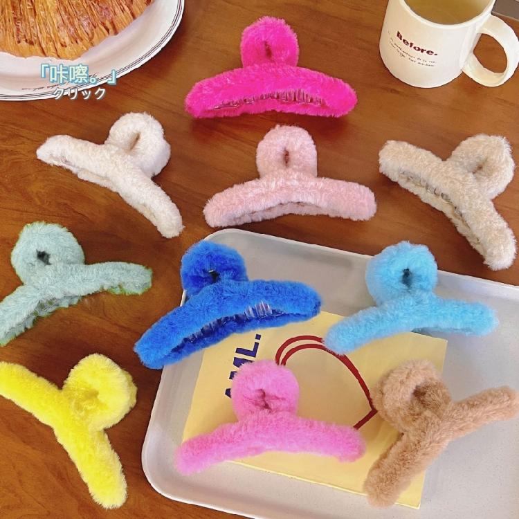 Plush Hair Catchs Hair Barrettes for Thick Hair Furs Hair Claw Clips Jewelry