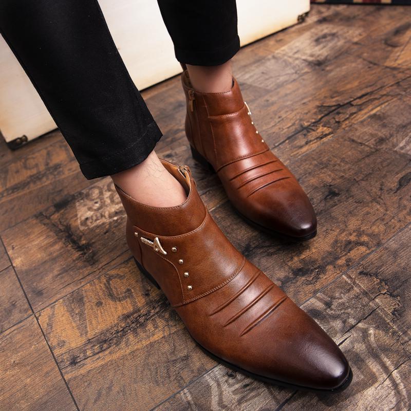 High Quality Men Shoes Chelsea Fashion Shoes Mens Slip On Shoes Business Dress Shoes Ankle Boots Wedding Gentleman Men's Boots