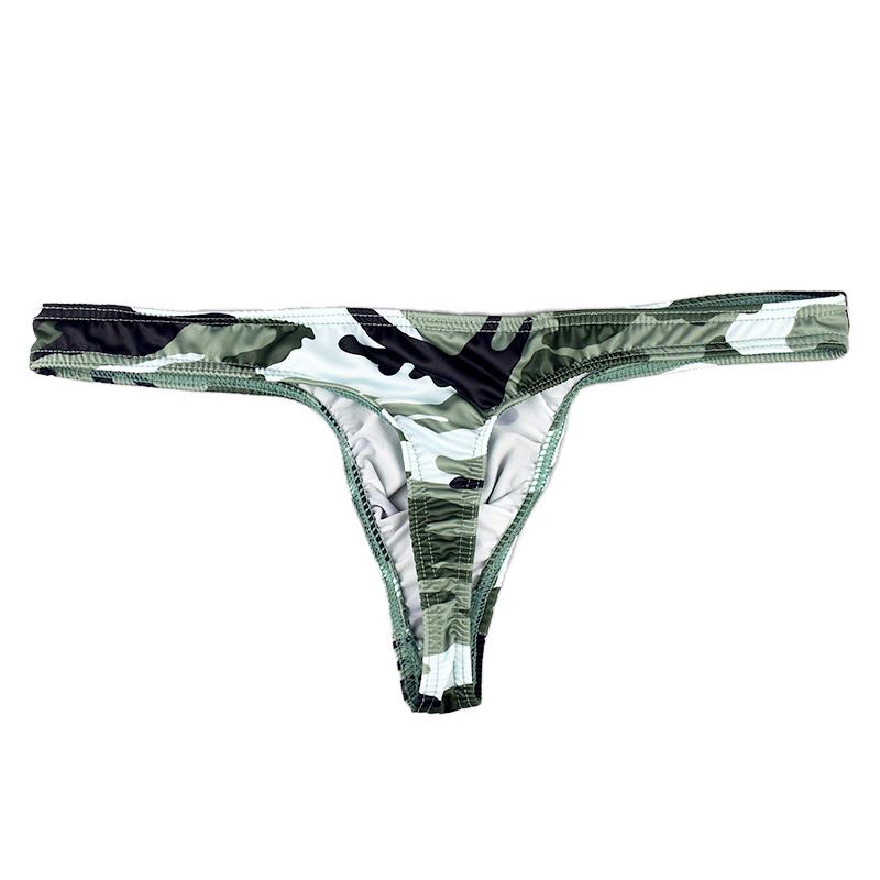 1 ks Pánské spodní prádlo Polyesterové vlákno Sexy G-string T-back Bikiny S nízkým pasem Maskáčová kapsička Tanga