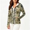Chaqueta Ligera con Cremallera y Capucha para Mujer con Bolsillos de Manga Larga Estampada Protección Solar Ropa de Abrigo para Actividades al Aire Libre