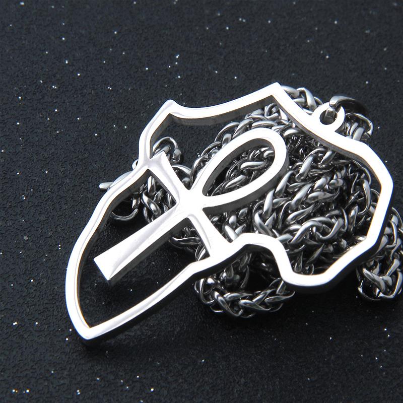 Viking Cross Pendant Necklace Stainless Steel Hollow Out Design Nordic Fashion Accessories for Men and Women