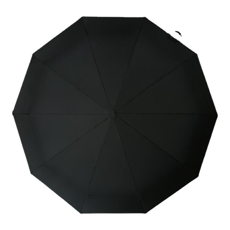 Business 10 bone automatic wooden handle umbrella aluminum alloy high-end three-fold umbrella 110CM enlarged waterproof umbrella