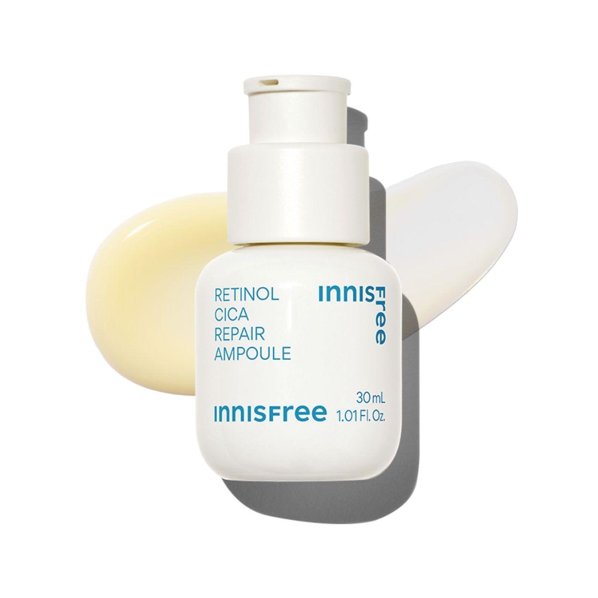 

Innisfree Ретиноловая Cica восстанавливающая ампула 30 мл – Мягкий ретинол + Cica лечение от следов акне