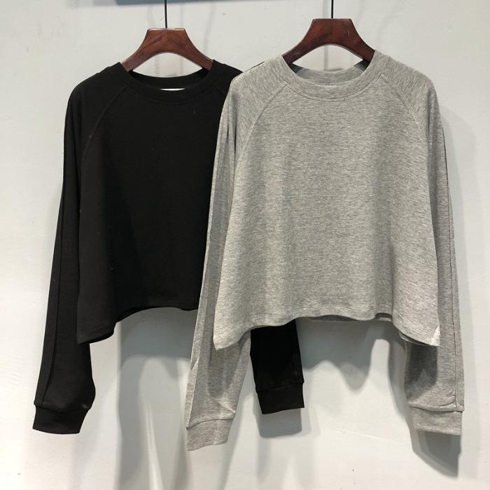 2025 Spring Korean Style Round Neck Loose Slimming Pure Cotton Long Sleeve T-shirt for Women