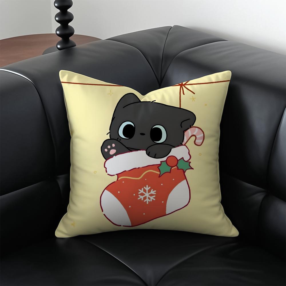 

CChristmas Stocking Cushion Cover Pillow Case Antidustmite Invisible zipper silky plush cushion 30X30cm