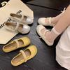 Fashion Mary Jane Single Shoe Women's Breathable Trendy Fashion 2025 New Autumn Round Toe Sweet Pearl Shallow Toe Flat Casual Bean Shoe
