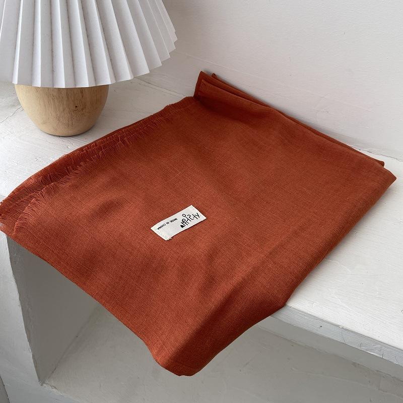 Literary Cotton and Linen Solid Color Scarf Women's Shawl Summer Desert Sunscreen Sunshade Travel Long Silk Fashion Trend