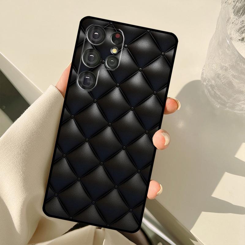 Quilted Texture Sofa Pattern Crown Case For Samsung Galaxy S22 Ultra S21 S20 S24 S25 Ultra S9 S10 Plus S23 FE S25 FE Back Cover