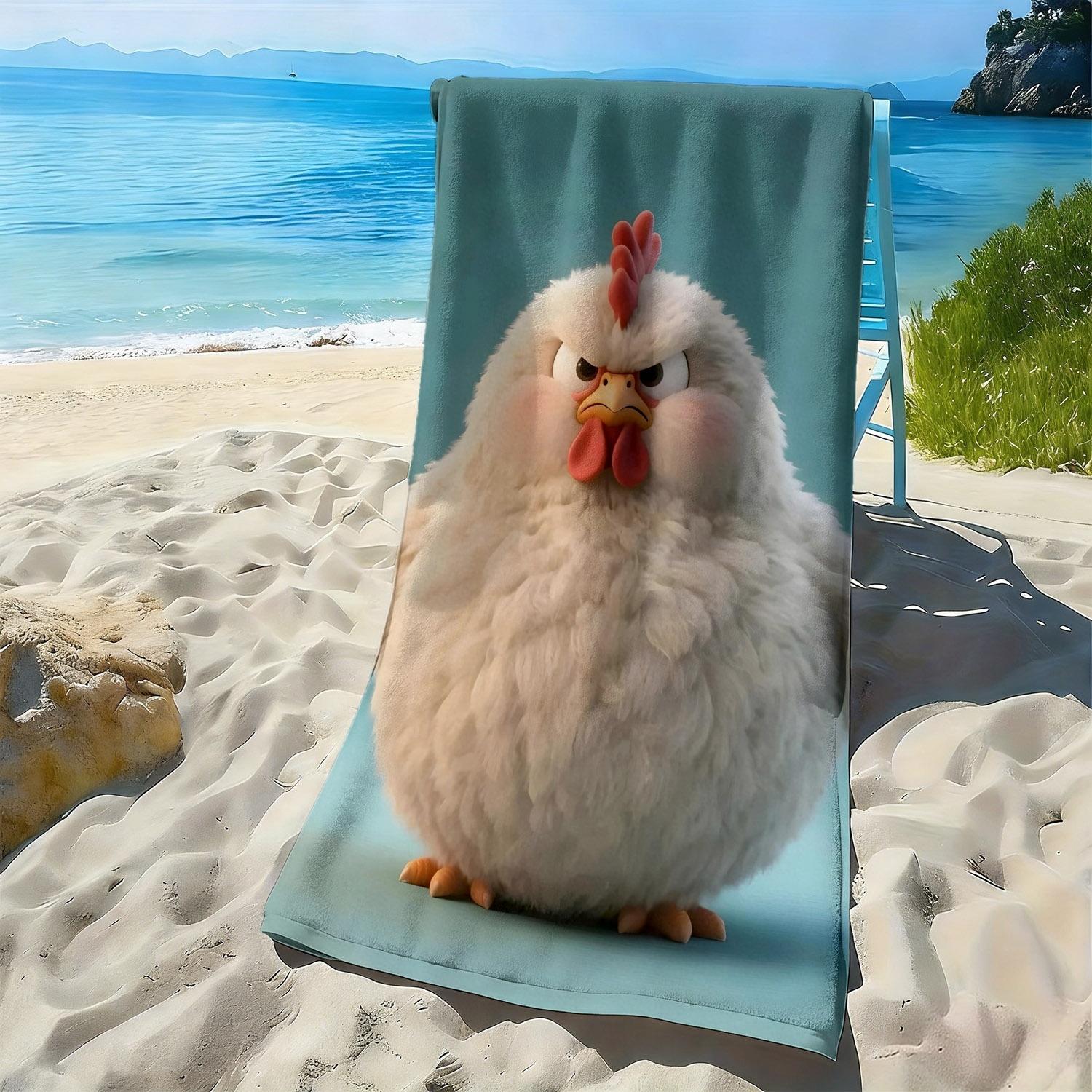 

Cute Angry Chicken Pattern polyester microfiber beach towel is highly absorbent, suitable for swimming and beach outings W30*H60(CM)