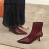 Fashion High Heel Women's Ankle Boots Soft Leather Suede Elegant Office Ladies Short Boots Bota Feminina Size 35-39 Pointed Toe Botines
