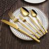 6/30pcs Golden Waist Knife, Fork and Spoon Stainless Steel Tableware Set Dessert Fork and Spoon Steak Knife, Fork and Spoon