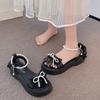 2025 Summer New Women Bow Pearl Sandals Women's Sandals Fashion Peep Toe Platform Casual Slippers for Women Plus Size Sandals