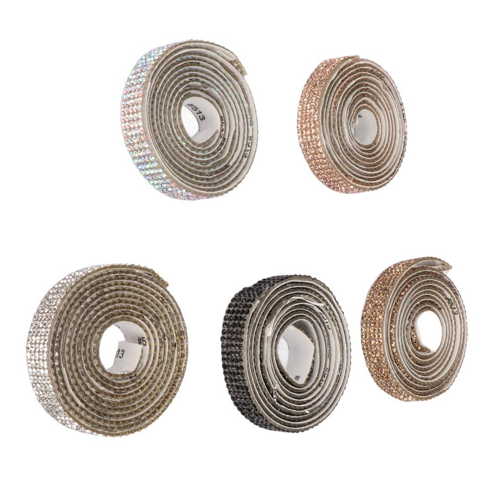 5pcs 1cm Width Self Adhesive Rhinestone Strips 5 Yards Total Crystal Ribbon Sticker  For Crafts