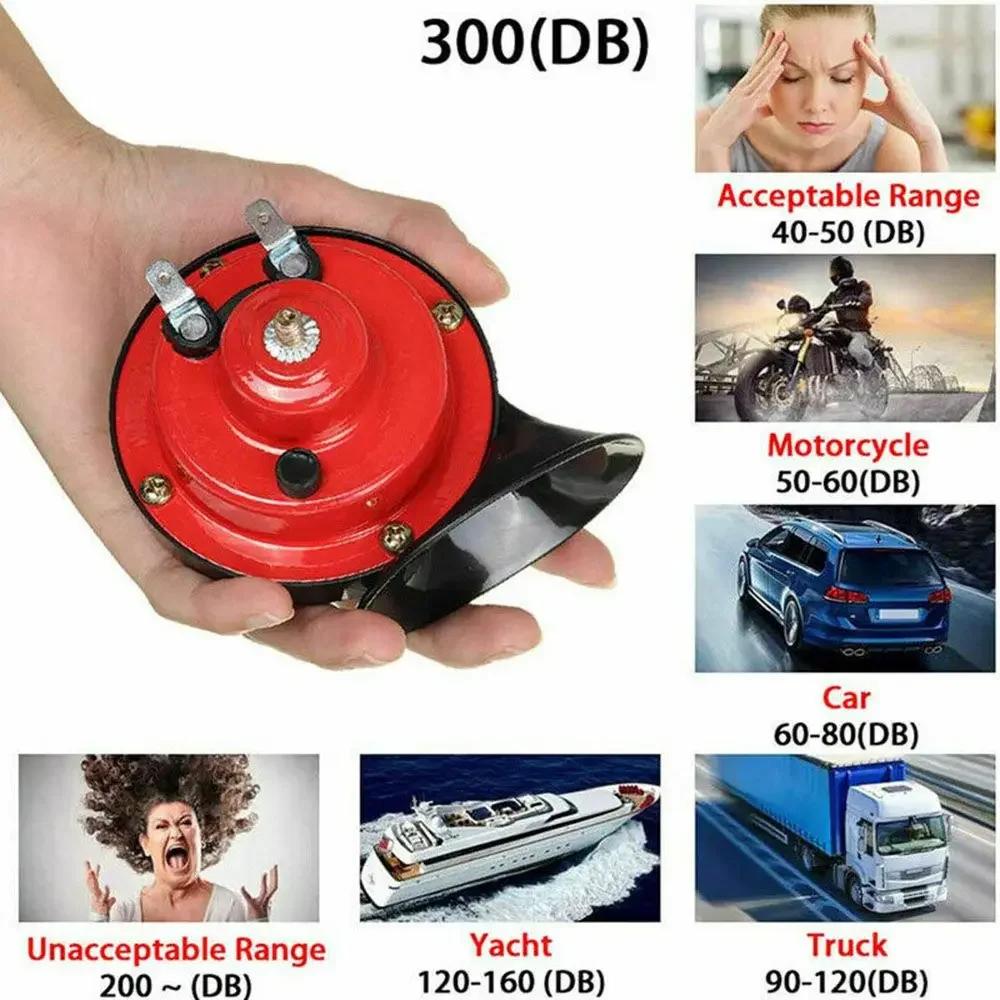 1/2Pcs 300 DB Car Horn: 12V Electric Snail Horn, Raging Sound Air Horn, for Car Motorcycle Trucks