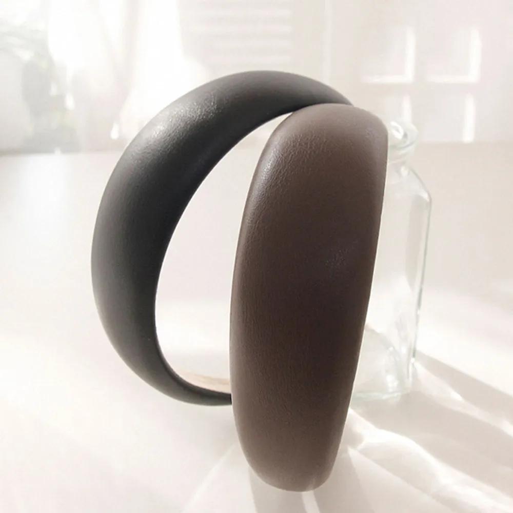 J Lauren Leather Wide Headband Leather Hairband H0650 Brown free