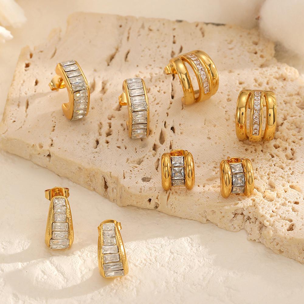 Geometric Stainless Steel Earrings For Women With Pvd Coating Fashion Jewelry Gift For Office